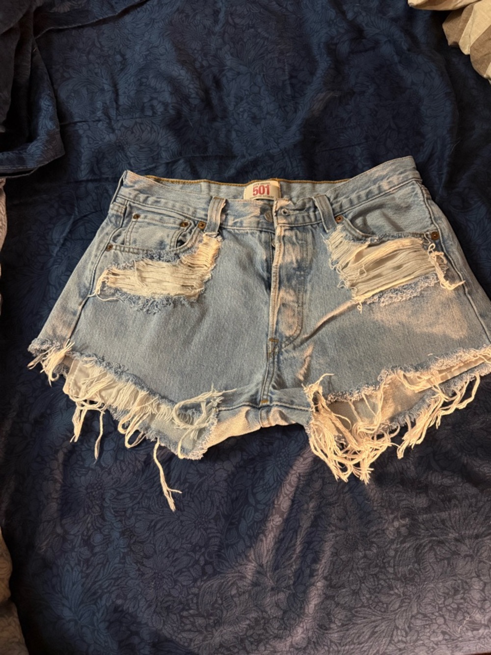 Levi's Light Blue Distressed Cutoff Jean Shorts